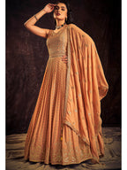 Myra Apricoat Real Georgette Designer Gown Style Suit - Distacart