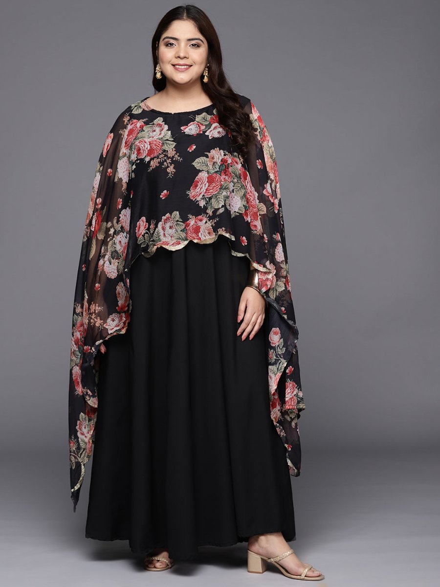Ahalyaa Plus Size Boat Neck Maxi Ethnic Dress - Distacart