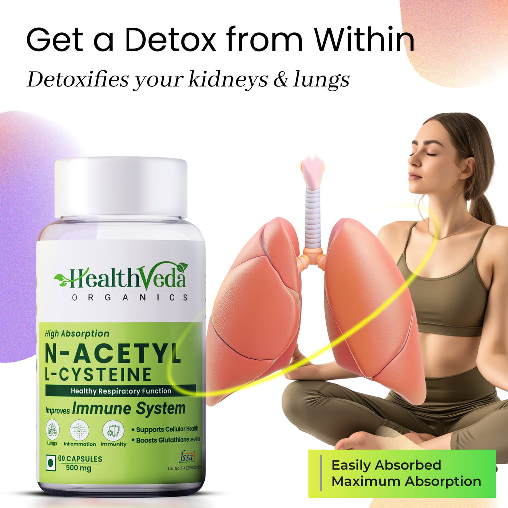 Health Veda Organics N - Acetyl L - Cysteine Veg Capsules - Distacart