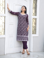 Teeya Creation Wine Color Faux Georgette Silk Heavy Embroidery Work Fully Stitched Salwar Suit