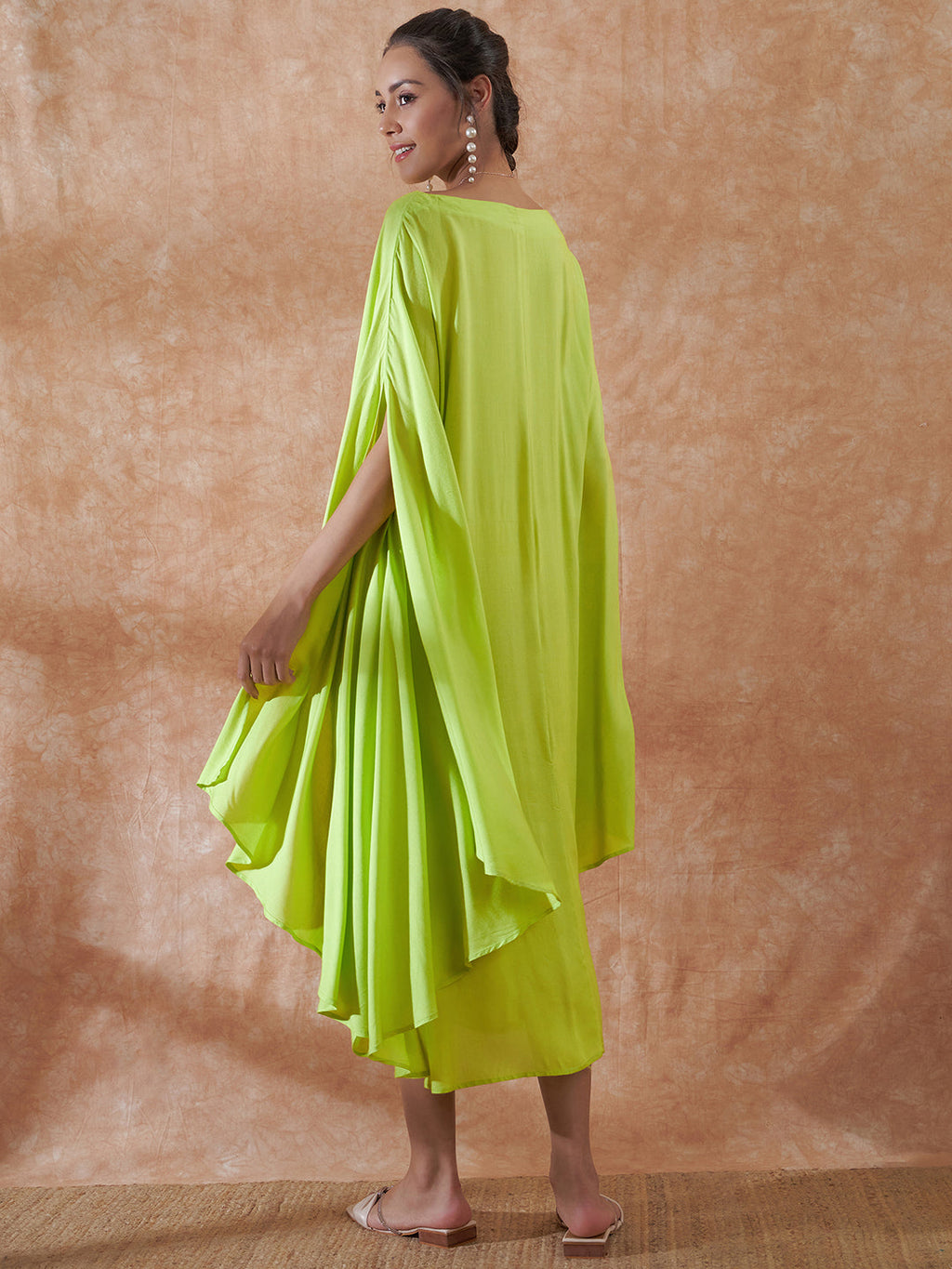 InWeave Lime Green Rayon Cowel Style Kaftan - Distacart