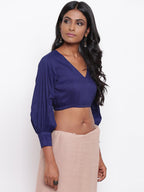 trueBrowns Blue Gathered Sleeve Top