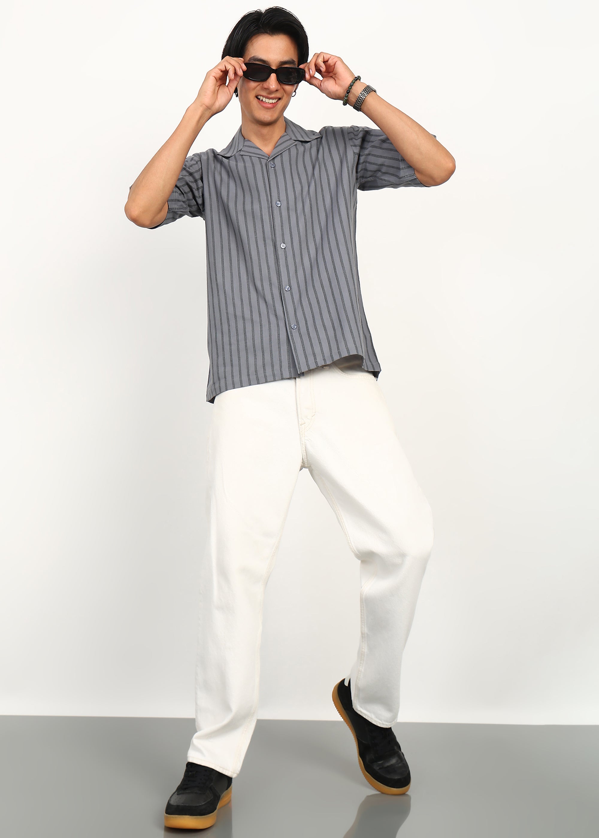 Fabmade Graphite Stripe Short-Sleeve Shirt