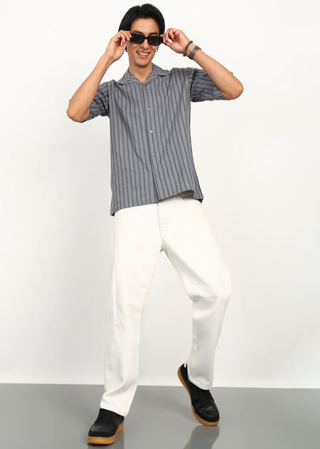 Fabmade Graphite Stripe Short-Sleeve Shirt