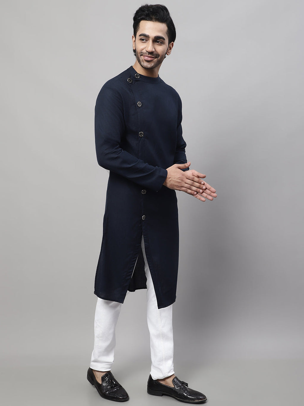 Even Apparels Blue Sherwani Kurta With Asymetrical Cut - Distacart