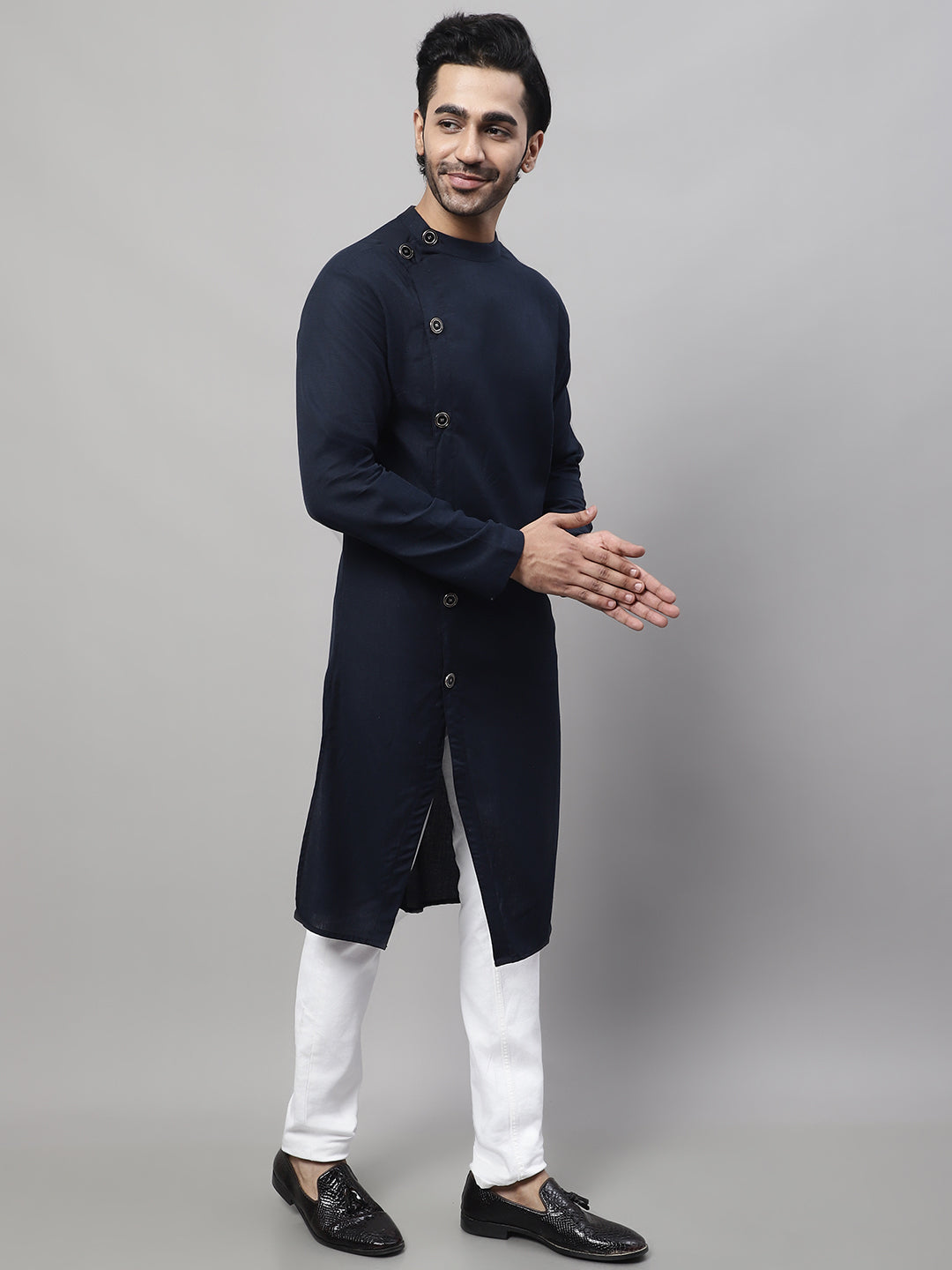 Even Apparels Blue Sherwani Kurta With Asymetrical Cut - Distacart