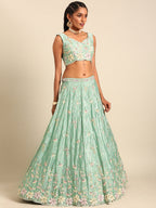 House of Panchhi Sea Green Georgette heavy Sequinse embroidery Lehenga choli & Dupatta