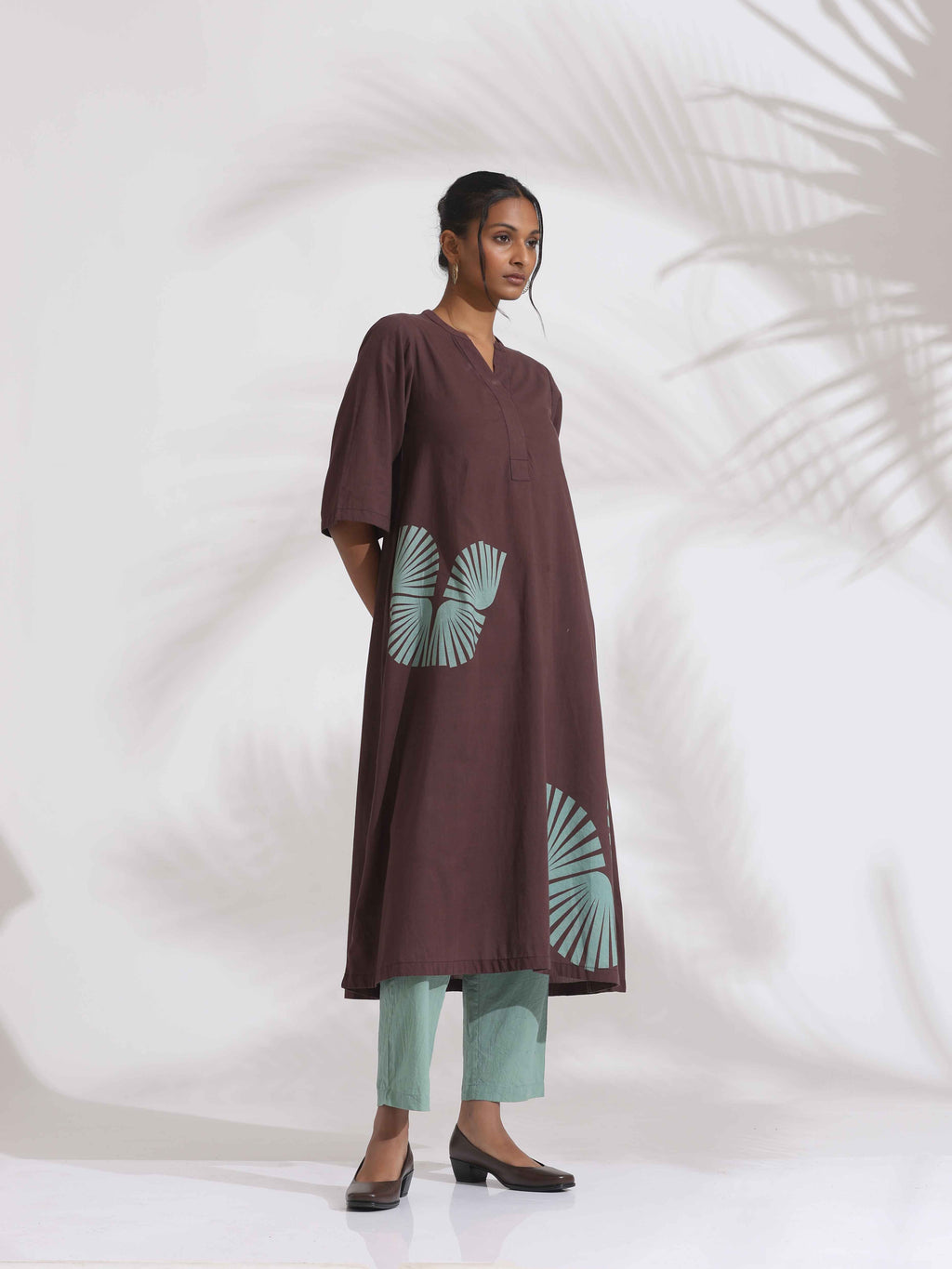 trueBrowns Cola Cotton Print Flared Kurta Set - Distacart