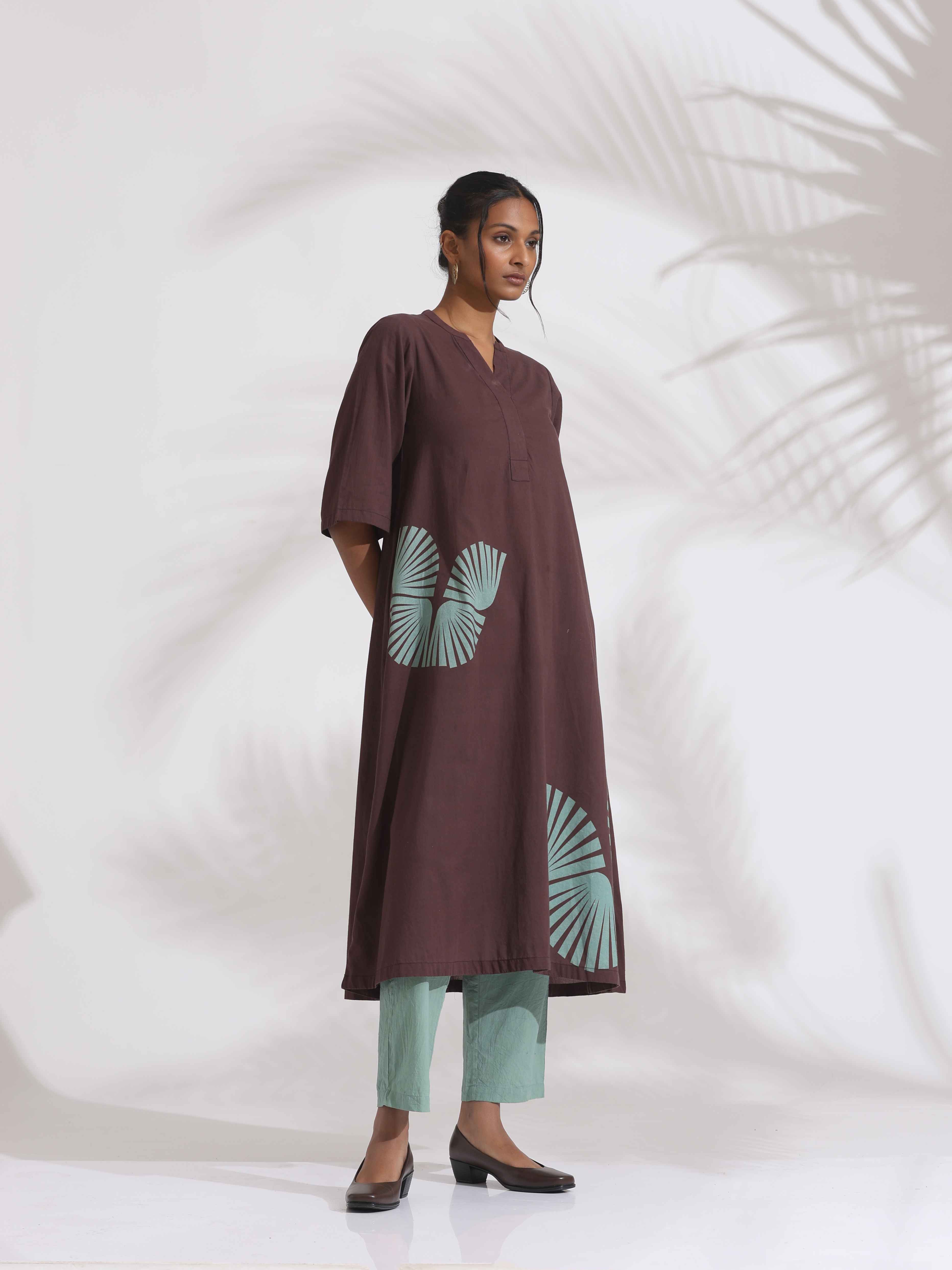 trueBrowns Cola Cotton Print Flared Kurta Set - Distacart
