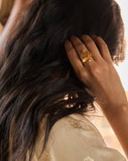 trueBrowns Gold-Polished Small Leaf Ring