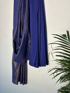trueBrowns Electric Blue Metallic Saree
