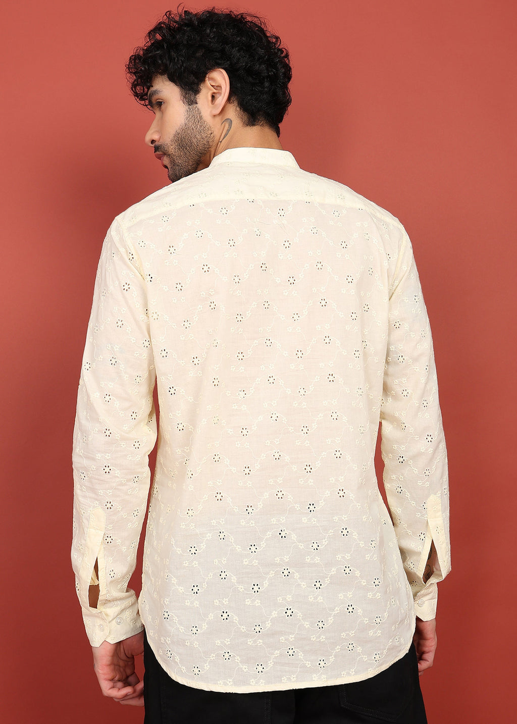 Fabmade Ivory Noor Dotted Short Kurta