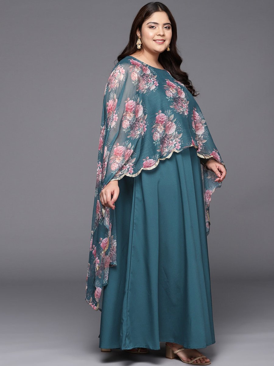 Ahalyaa Plus Size Boat Neck Maxi Ethnic Dress - Distacart