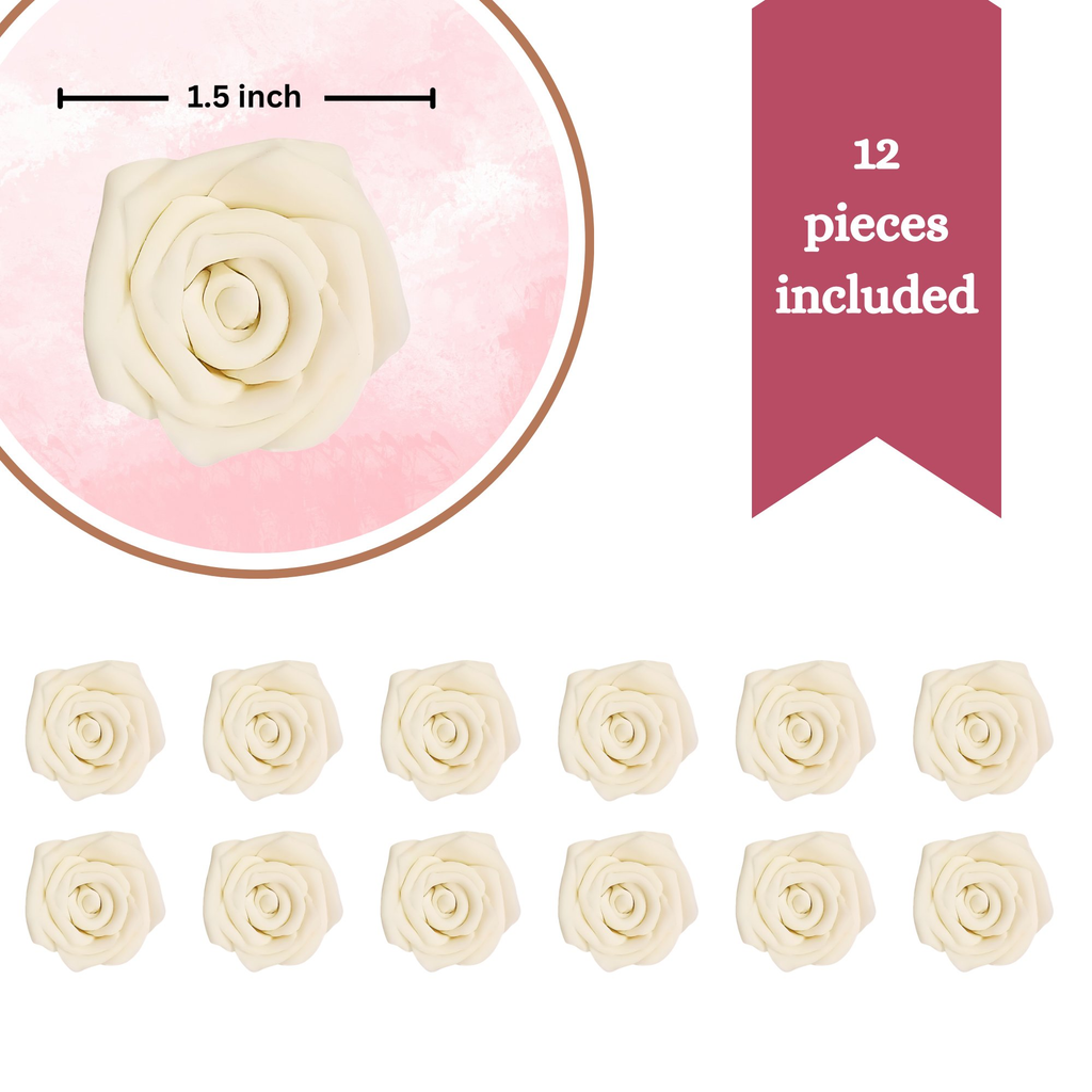 confect sugar roses topper sugar roses for cake decorations edible classic pearl ivory roses pack of 12