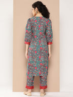 Ahalyaa Women Floral Printed Regular Gotta Patti Kurta with Trousers
