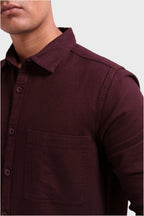 Xkind Dark Maroon Textured Shacket