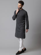 Even Apparels Black Pure Cotton Kurta With Band Collar - Distacart