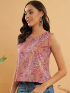 InWeave Pink Coral Floral Print W/U Top - Distacart