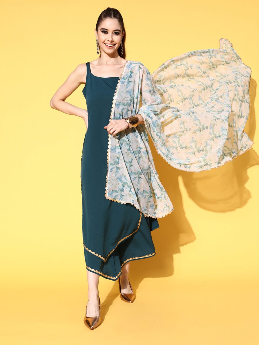 Ahalyaa Women Gotta Patti Kurta with Palazzos & With Dupatta
