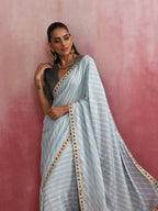 trueBrowns Grey Muslin Silk Saree