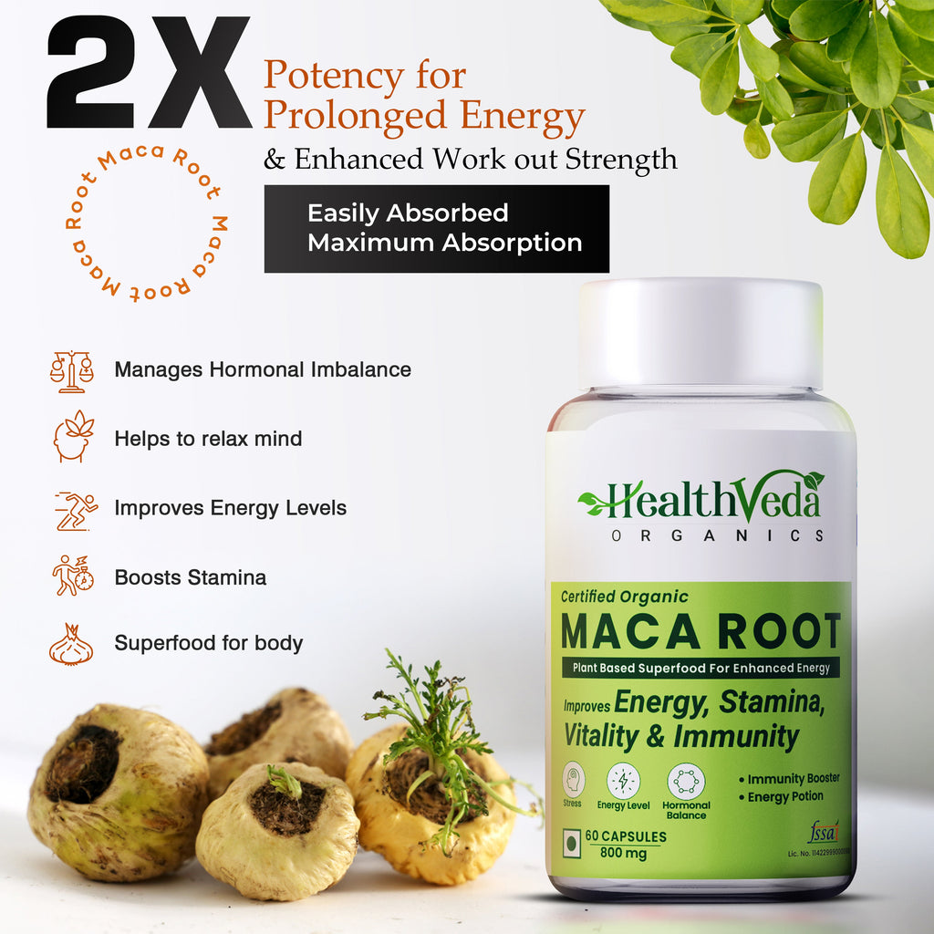 Health Veda Organics Maca Root Capsules - Distacart