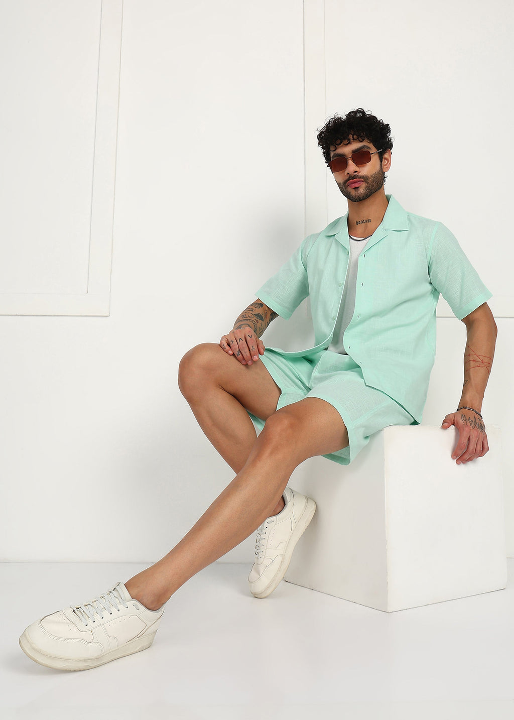 Fabmade Mint Breeze Linen Co-Ord Set