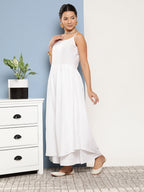 InWeave Women's Cream Strappy With Blue Floral Print Cape