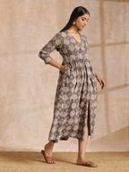 trueBrowns Clay Dabu Overall Print Cotton Wrap Dress | Relove - Distacart