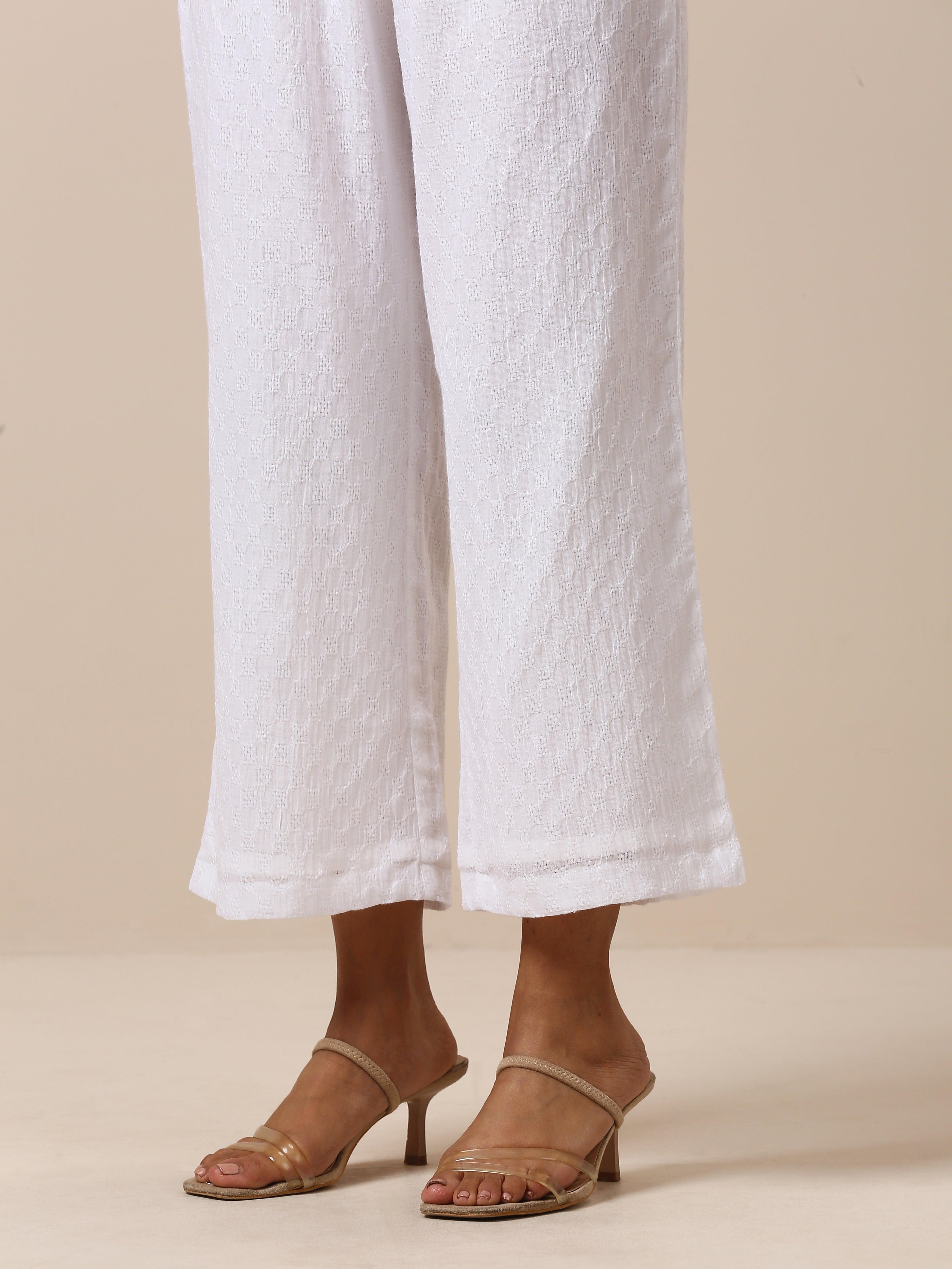 trueBrowns Cotton White Weave Pant