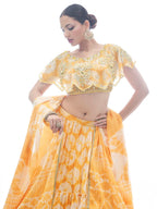 Myra Yellow Jaquard Embroidered Designer Lehenga