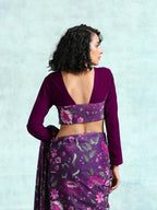 trueBrowns Wine Velvet With Print Detail Blouse