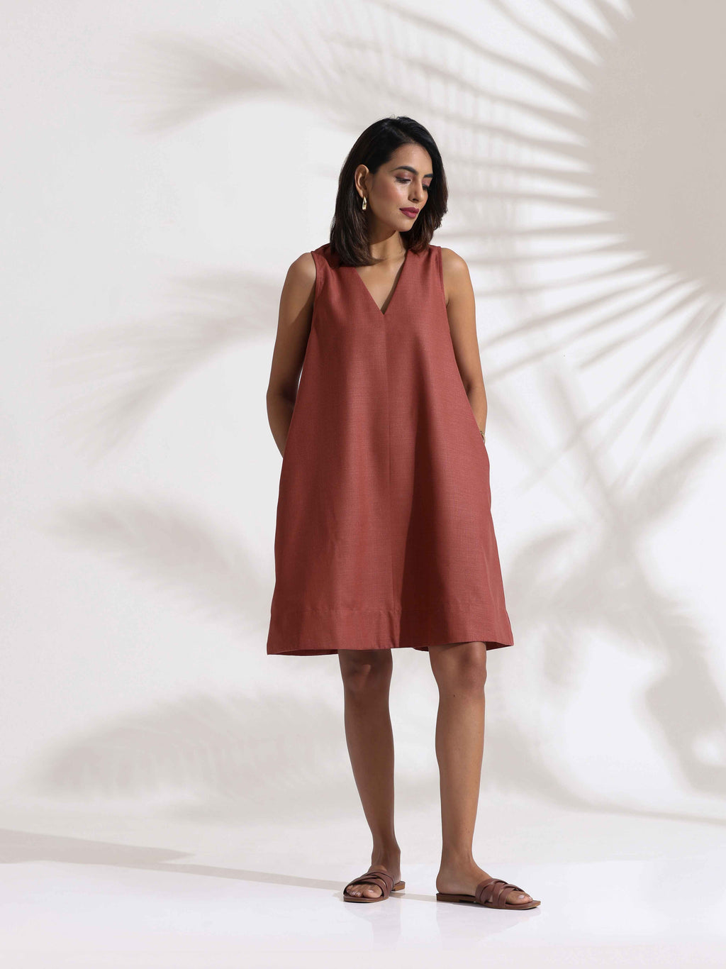 trueBrowns Pink Slub Dress - Distacart