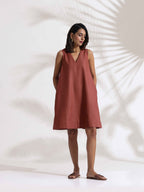trueBrowns Pink Slub Dress - Distacart