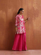 trueBrowns Pink Metallic Sharara Set - Distacart