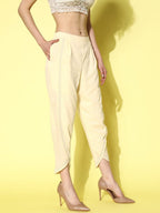 Ahalyaa Beige Floral Lace Insert Dhoti Pants
