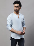 Even Apparels Blue Pure Cotton Open Neck Kurta - Distacart