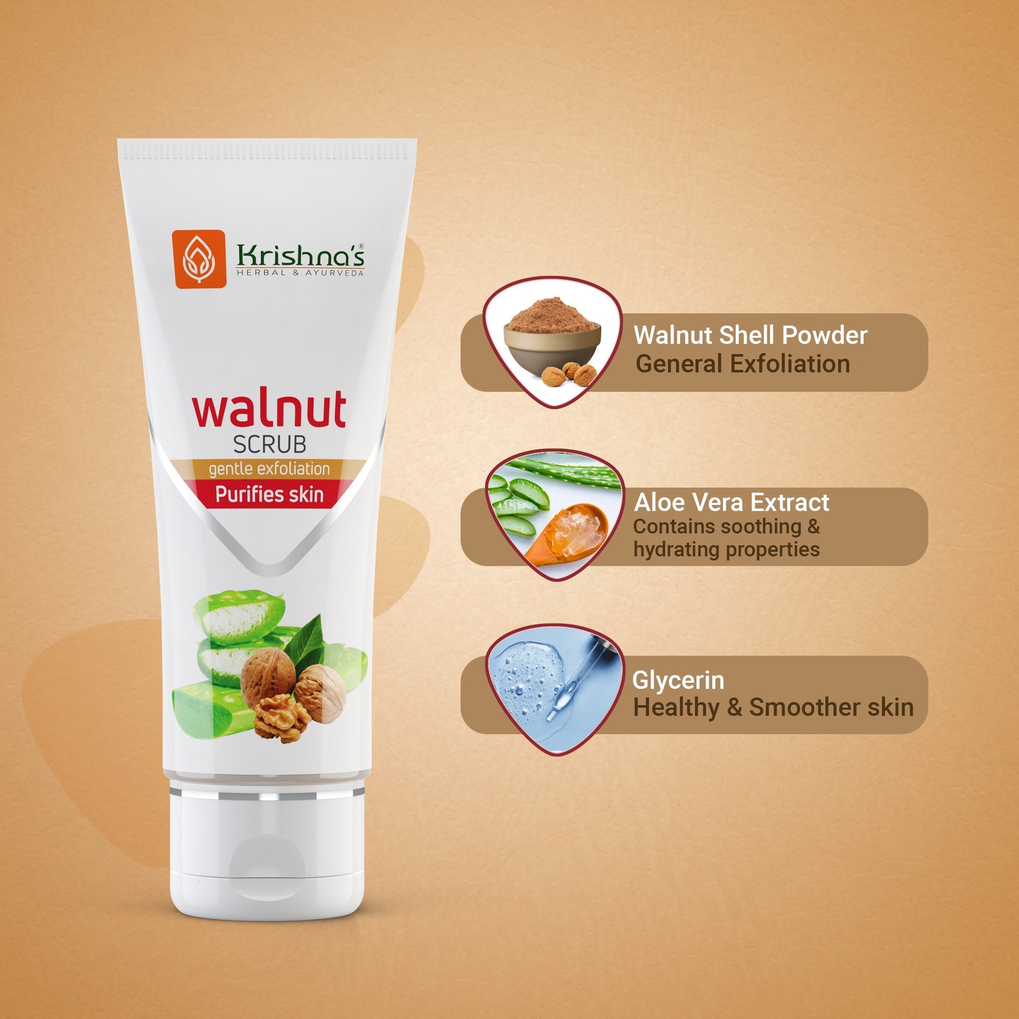 Krishna'S Herbal & Ayurveda Aloevera Walnut Scrub - Distacart