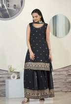 Yash Enterprise Awasome Embroidery Georgette Black Readymade Salwar Suit - Distacart