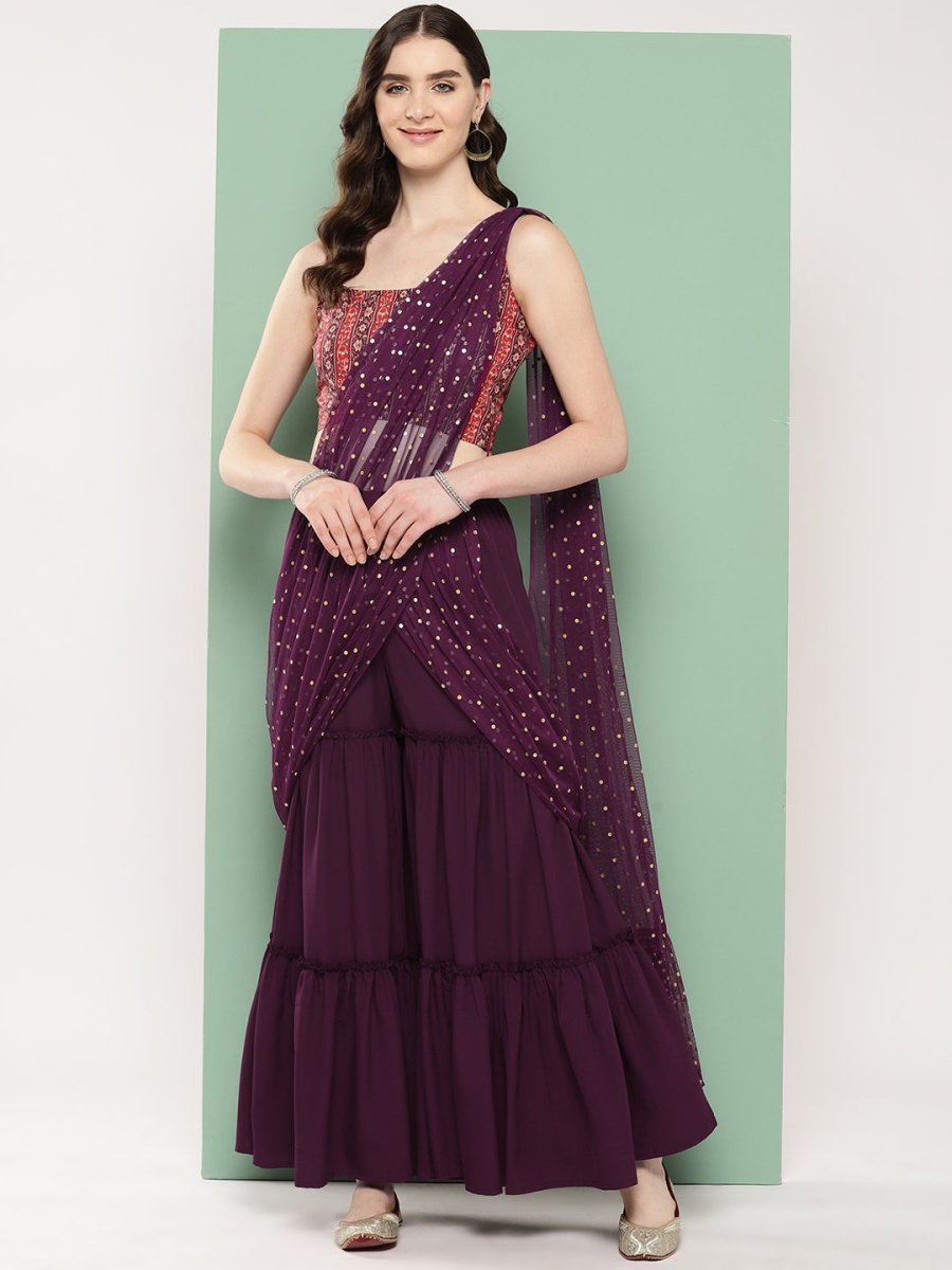 Ahalyaa Printed Ethnic Co-Ords with Draped Dupatta - Distacart