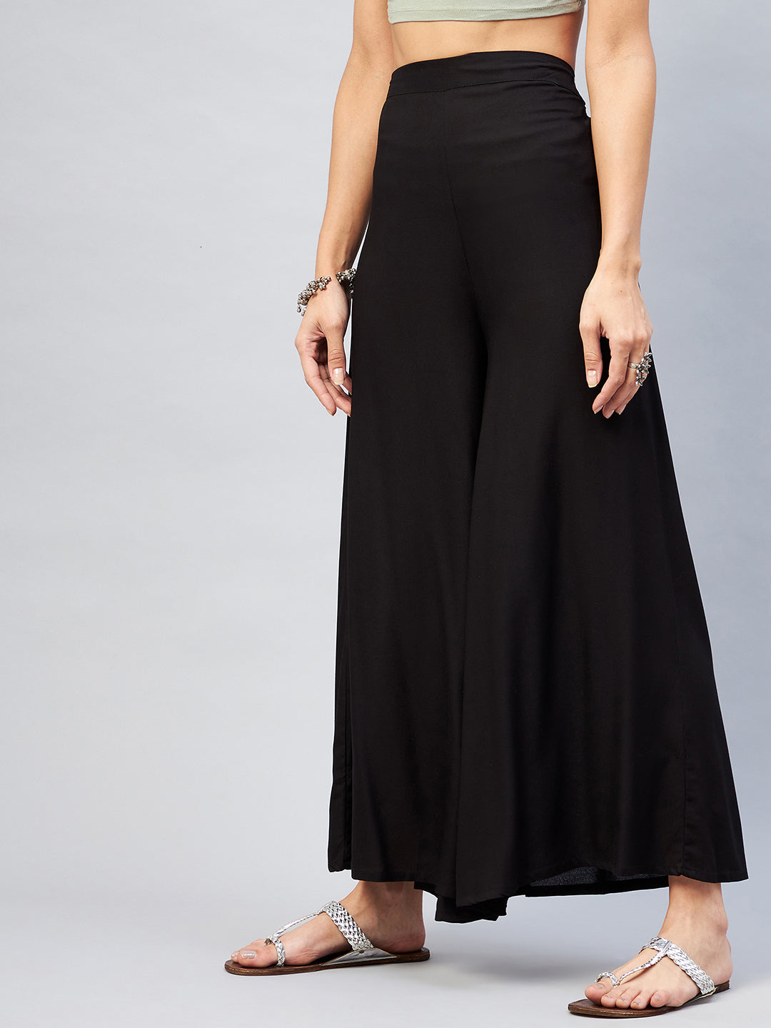 InWeave Solid Black Palazzo - Distacart
