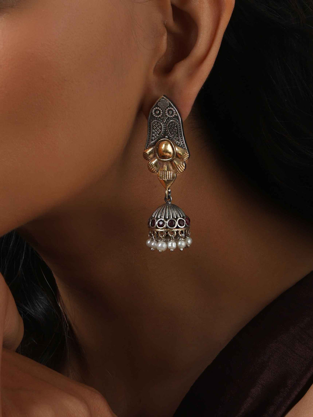 trueBrowns Silver Gold Tone Jhumka Earrings - Distacart
