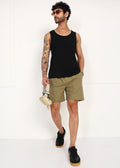 Fabmade Olive Ease Linen Shorts
