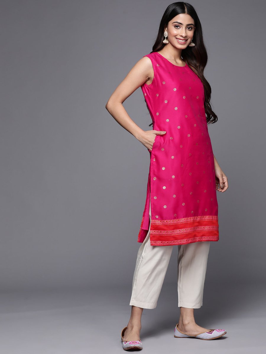 Ahalyaa Women Pink Geometric Printed Kurta