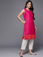 Ahalyaa Women Pink Geometric Printed Kurta