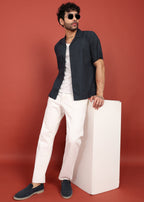 Fabmade Midnight Black Cuban Collar Shirt