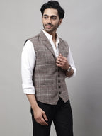 Even Apparels Men's Brown Pure Wool Nehru Jacket
