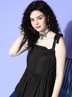InWeave Black Shoulder Tie-Up Top