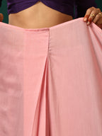 trueBrowns Pink Purple Muslin Silk Ready to Wear Saree
