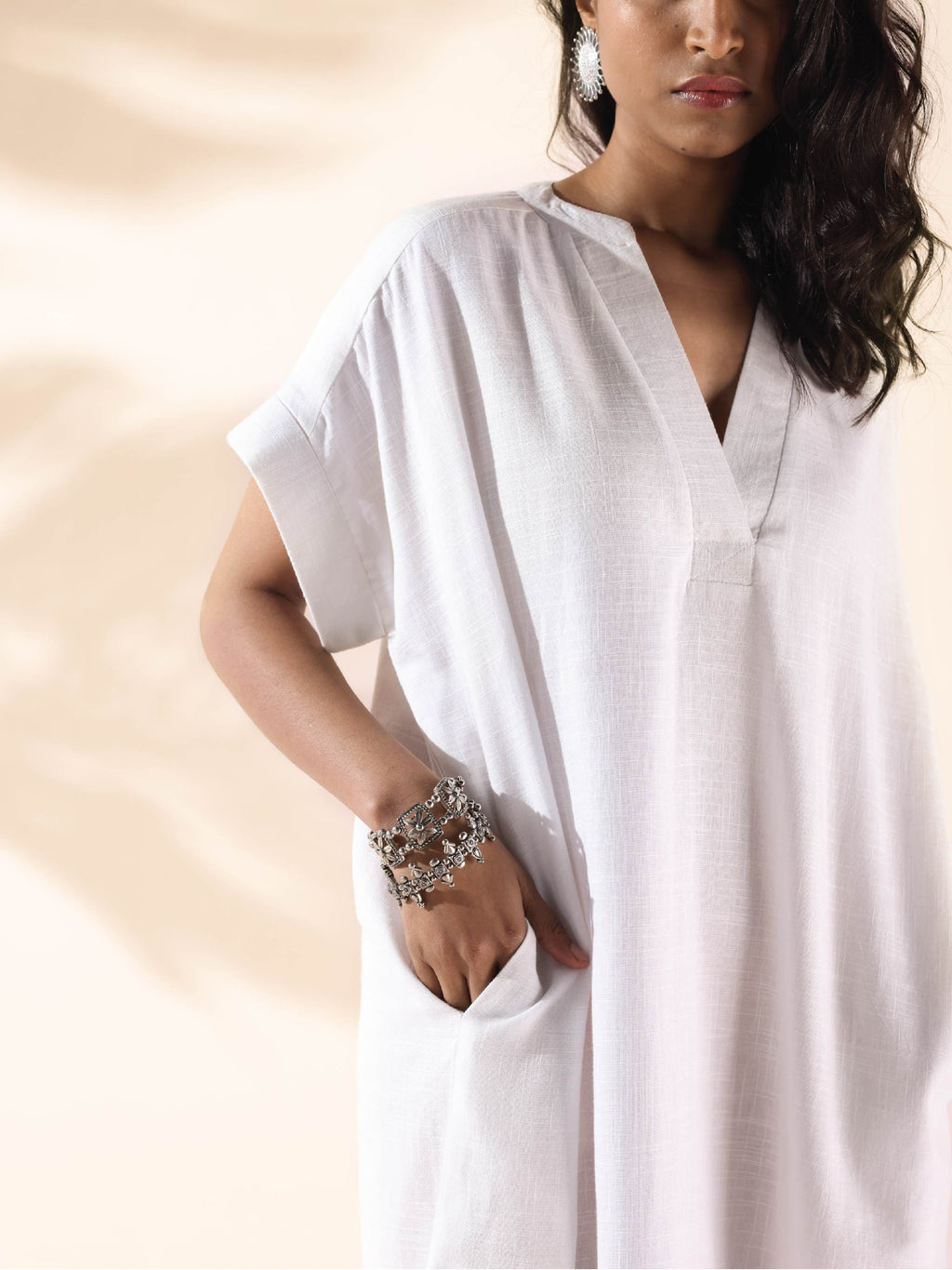 trueBrowns White Cotton Oversized Dress - Distacart
