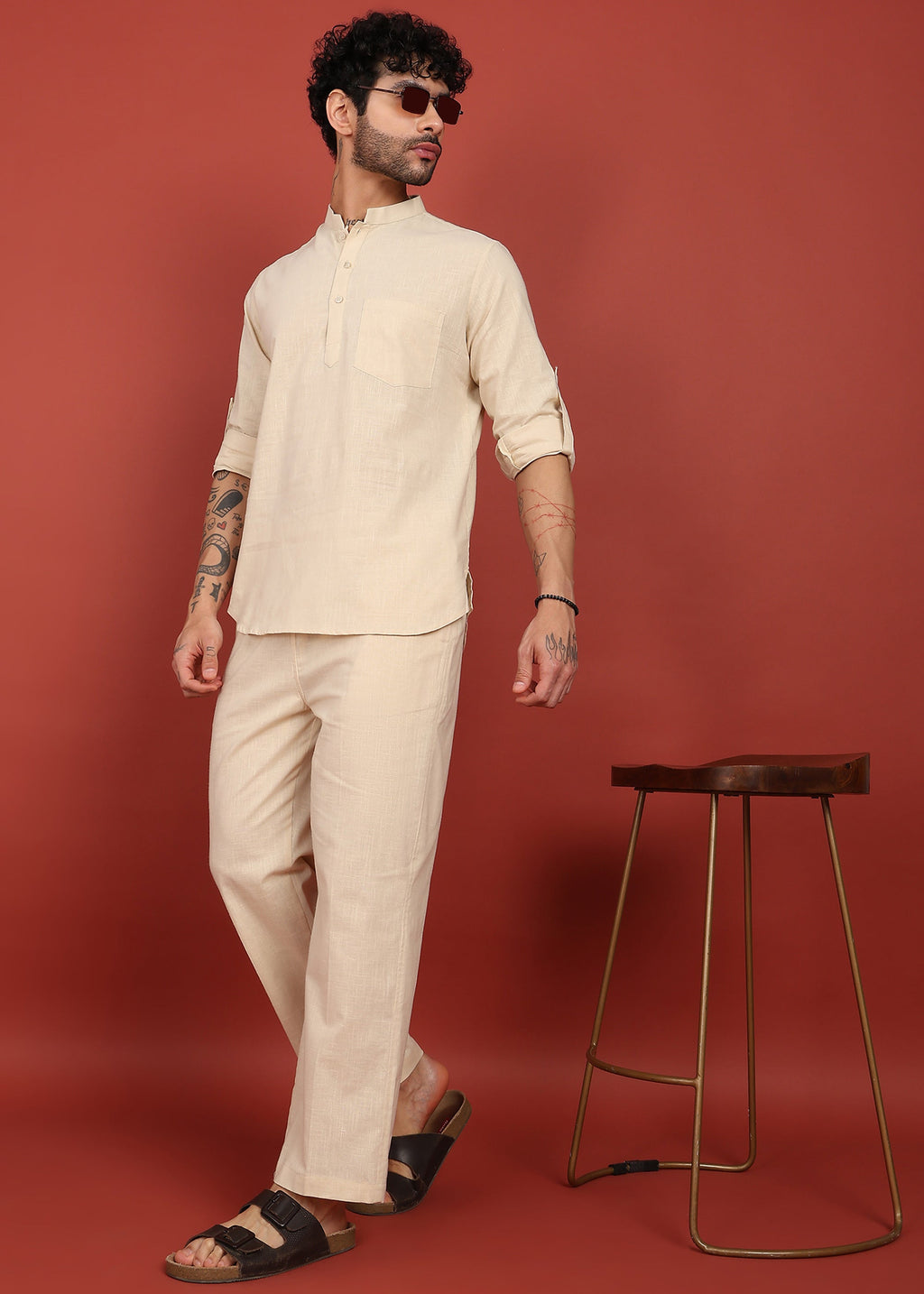 Fabmade Ivory Ease Short Kurta Co-Ord Set